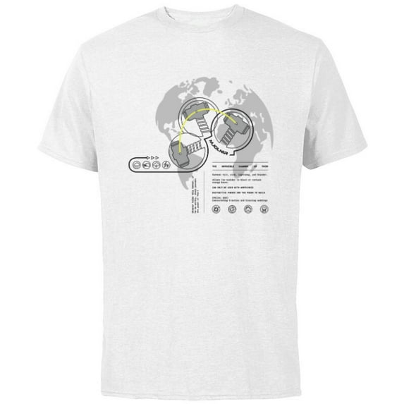 Marvel Avengers Thor Hammer Secrets of Mjolnir Data Readout - Short Sleeve Cotton T-Shirt for Adults - Customized-White