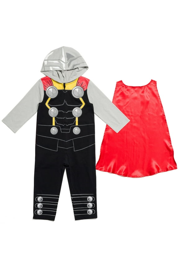 Avengers Thor Toddler Boys Zip Up Cosplay Coverall and Cape