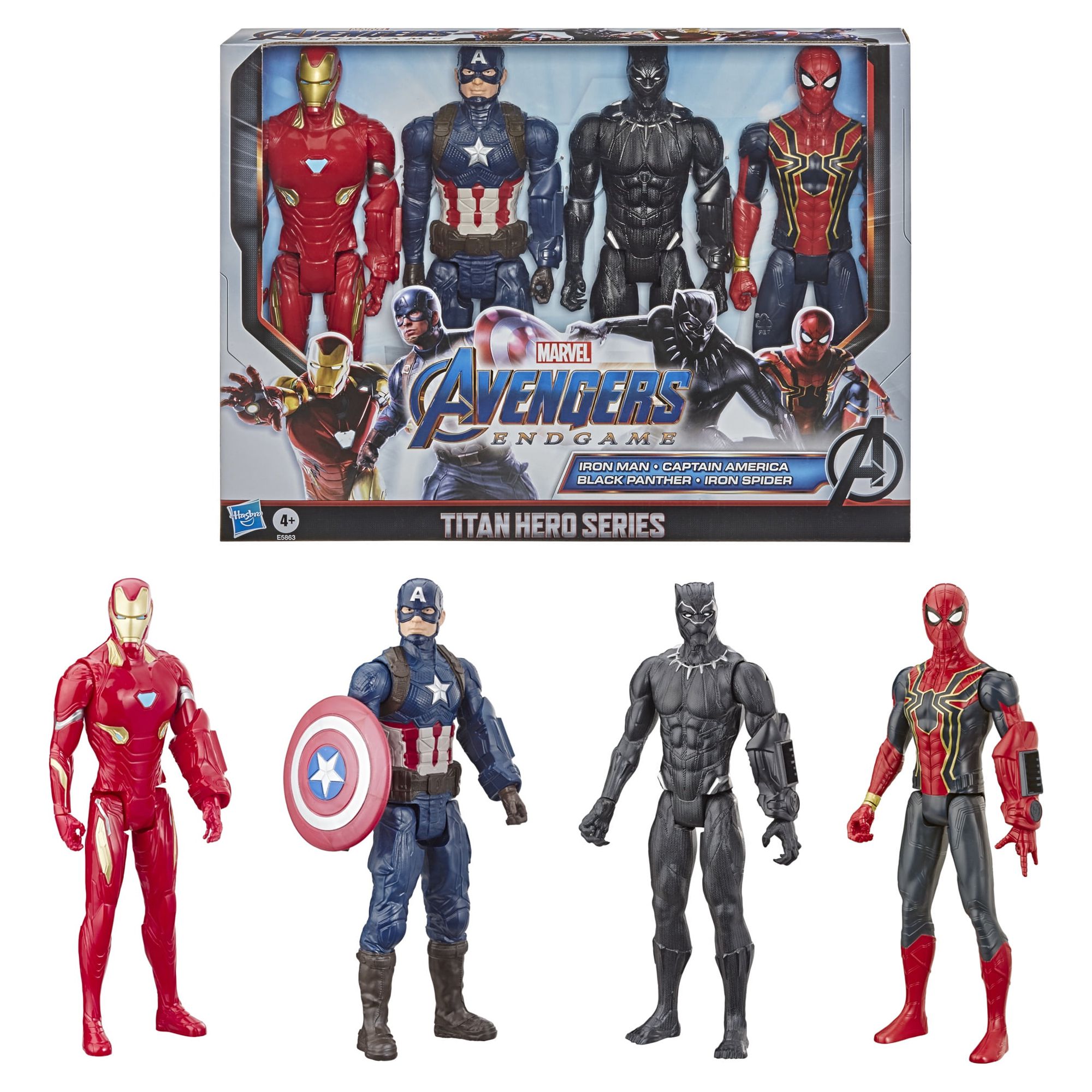 Marvel Avengers: Titan Hero Series Captain America, Iron Spider, Black Panther, and Iron Man Kids Toy Action Figure for Boys and Girls (12") - image 1 of 7