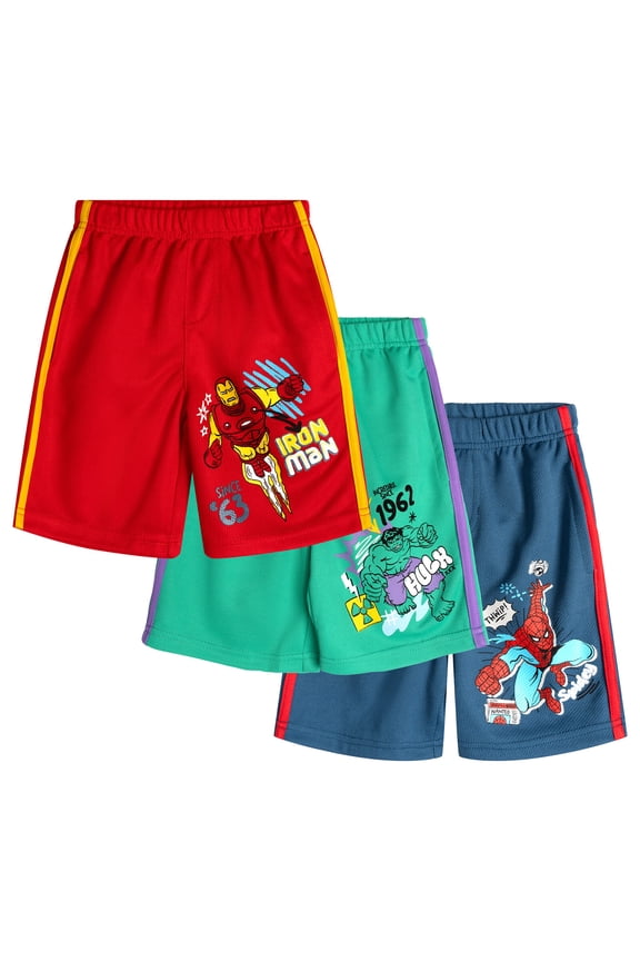 Avengers Toddler Boys' Athletic Mesh Shorts Multipack Navy Green Red