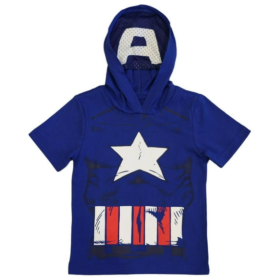 Marvel Avengers Toddler Boys' Captain America Hooded Tee with Mask (4T)