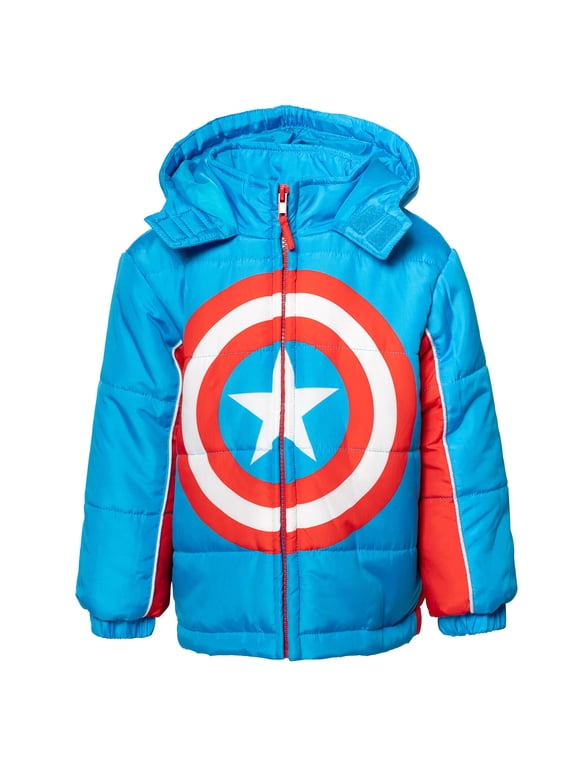 Avengers Toddler Boys Zip Up Winter Coat Puffer Jacket Red/White/Black 4T
