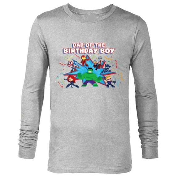 Marvel Avengers Toony Family Party Dad of the Birthday Boy - Long Sleeve T-Shirt for Men - Customized-Athletic Heather