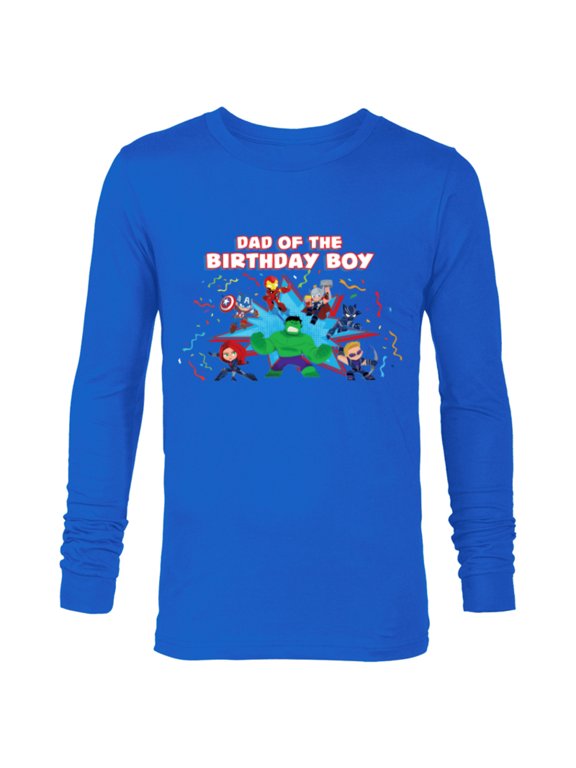 Avengers Toony Family Party Dad of the Birthday Boy - Long Sleeve T-Shirt for Men - Customized-Navy