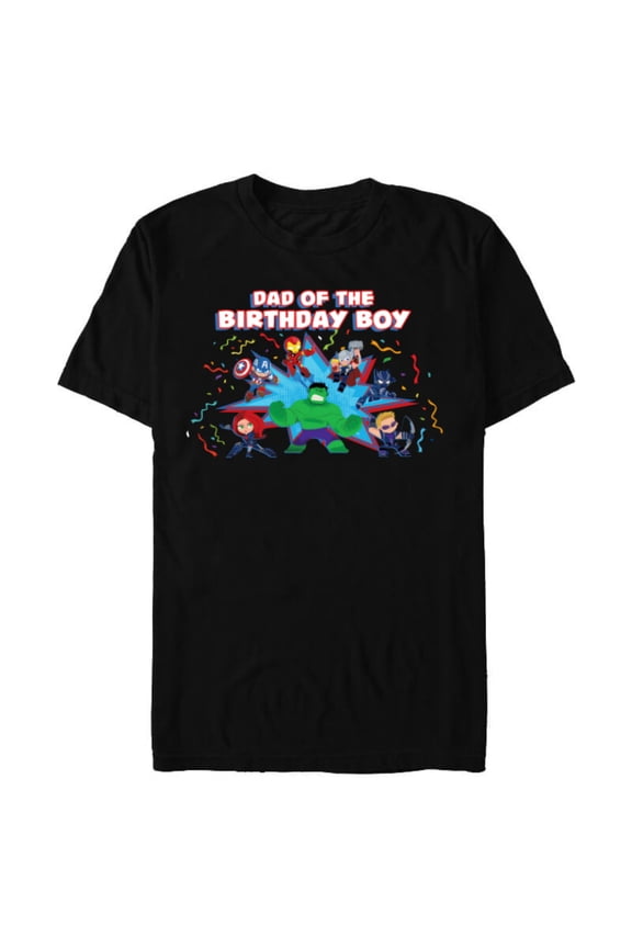 Avengers Toony Family Party Dad of the Birthday Boy - Short Sleeve Blended T-Shirt for Adults - Customized-Black