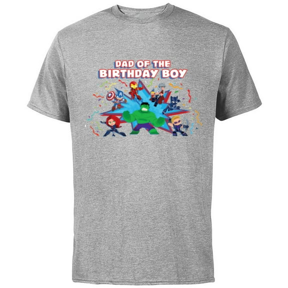 Marvel Avengers Toony Family Party Dad of the Birthday Boy - Short Sleeve Cotton T-Shirt for Adults - Customized-Athletic Heather