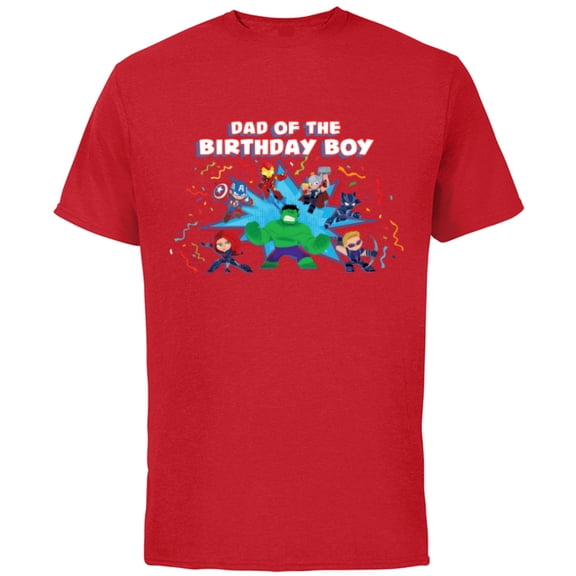 Marvel Avengers Toony Family Party Dad of the Birthday Boy - Short Sleeve Cotton T-Shirt for Adults - Customized-Red
