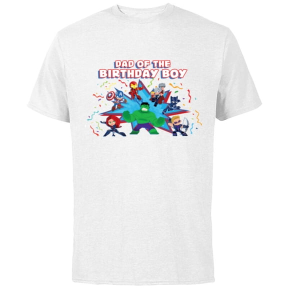 Marvel Avengers Toony Family Party Dad of the Birthday Boy - Short Sleeve Cotton T-Shirt for Adults - Customized-White