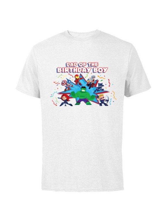 Avengers Toony Family Party Dad of the Birthday Boy - Short Sleeve Cotton T-Shirt for Adults - Customized-White