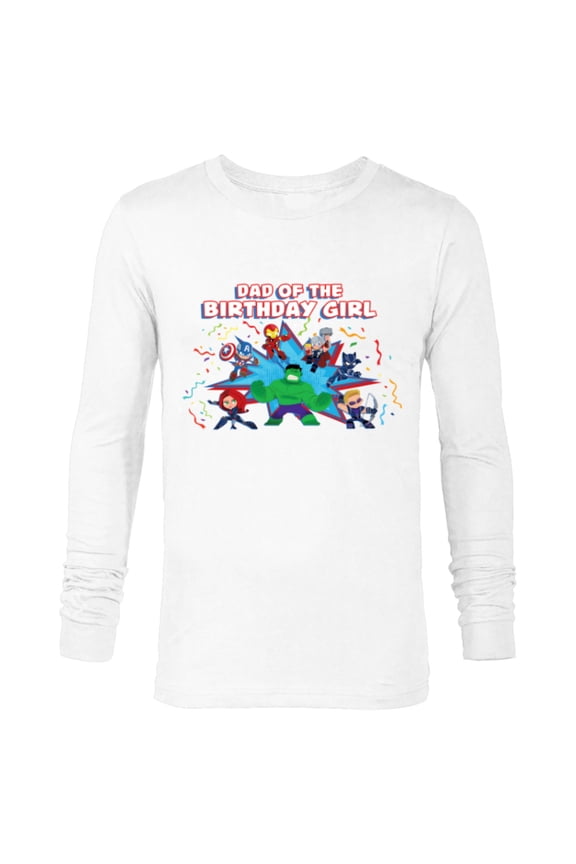 Avengers Toony Family Party Dad of the Birthday Girl - Long Sleeve T-Shirt for Men - Customized-White