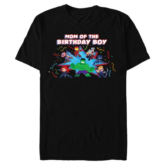 Marvel Avengers Toony Family Party Mom of the Birthday Boy - Short Sleeve Blended T-Shirt for Adults - Customized-Black