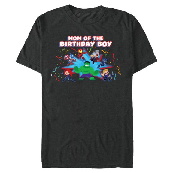 Marvel Avengers Toony Family Party Mom of the Birthday Boy - Short Sleeve Blended T-Shirt for Adults - Customized-Dark Heather