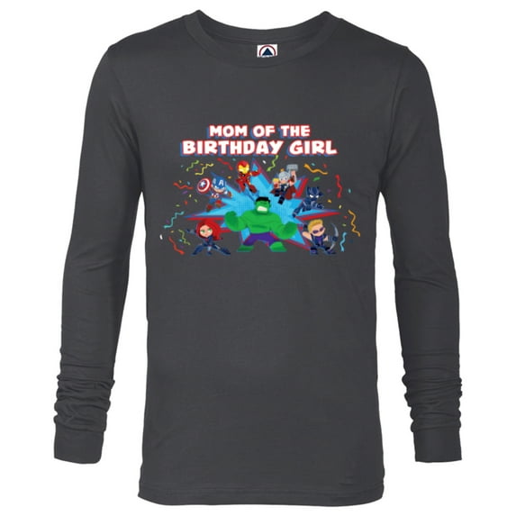 Marvel Avengers Toony Family Party Mom of the Birthday Girl - Long Sleeve T-Shirt for Men - Customized-Charcoal Heather