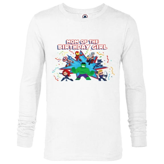 Marvel Avengers Toony Family Party Mom of the Birthday Girl - Long Sleeve T-Shirt for Men - Customized-White