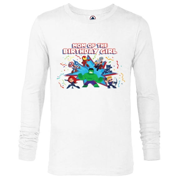 Marvel Avengers Toony Family Party Mom of the Birthday Girl - Long Sleeve T-Shirt for Men - Customized-White