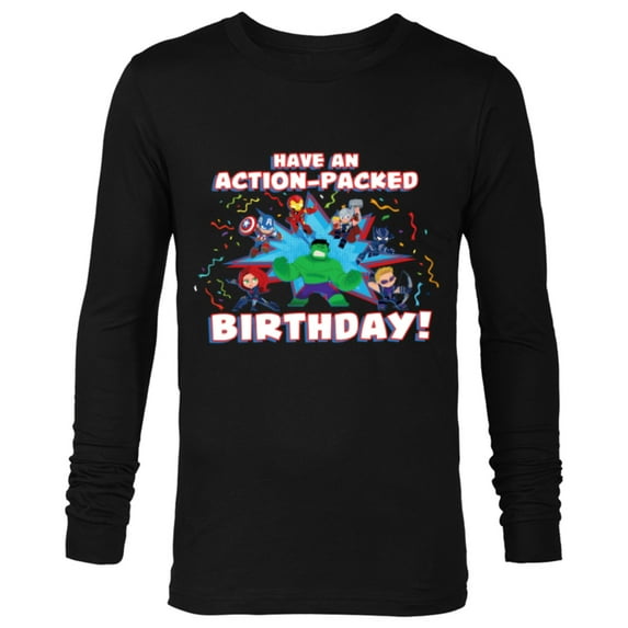 Marvel Avengers Toony Party Have an Action-Packed Birthday - Long Sleeve T-Shirt for Men - Customized-Black