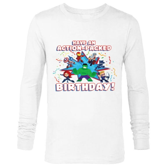 Marvel Avengers Toony Party Have an Action-Packed Birthday - Long Sleeve T-Shirt for Men - Customized-White