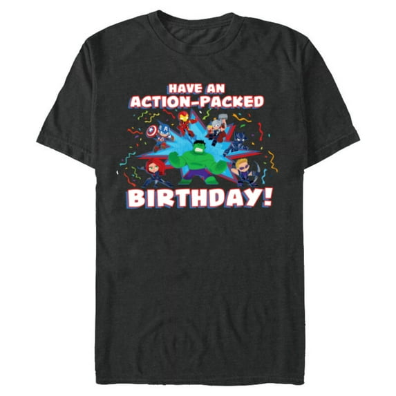 Marvel Avengers Toony Party Have an Action-Packed Birthday - Short Sleeve Blended T-Shirt for Adults - Customized-Dark Heather