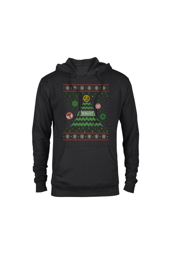 Avengers Ugly Christmas Sweater Retro Tree Holiday - Pullover Hoodie for Adults - Customized-Black