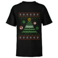 thumbnail image 1 of Marvel Avengers Ugly Christmas Sweater Retro Tree Holiday - Short Sleeve T-Shirt for Kids - Customized-Black, 1 of 5