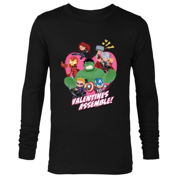 Marvel Avengers Valentine's Assemble - Long Sleeve T-Shirt for Men - Customized-Black