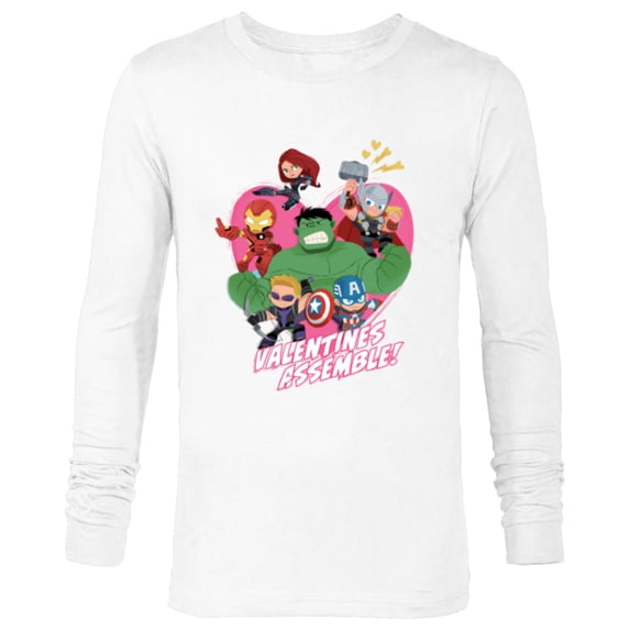 Marvel Avengers Valentine's Assemble - Long Sleeve T-Shirt for Men - Customized-White