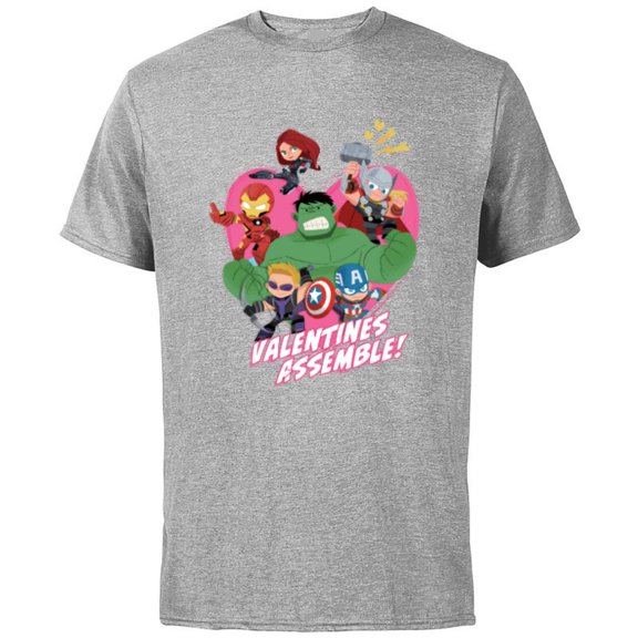 Marvel Avengers Valentine's Assemble - Short Sleeve Cotton T-Shirt for Adults - Customized-Athletic Heather