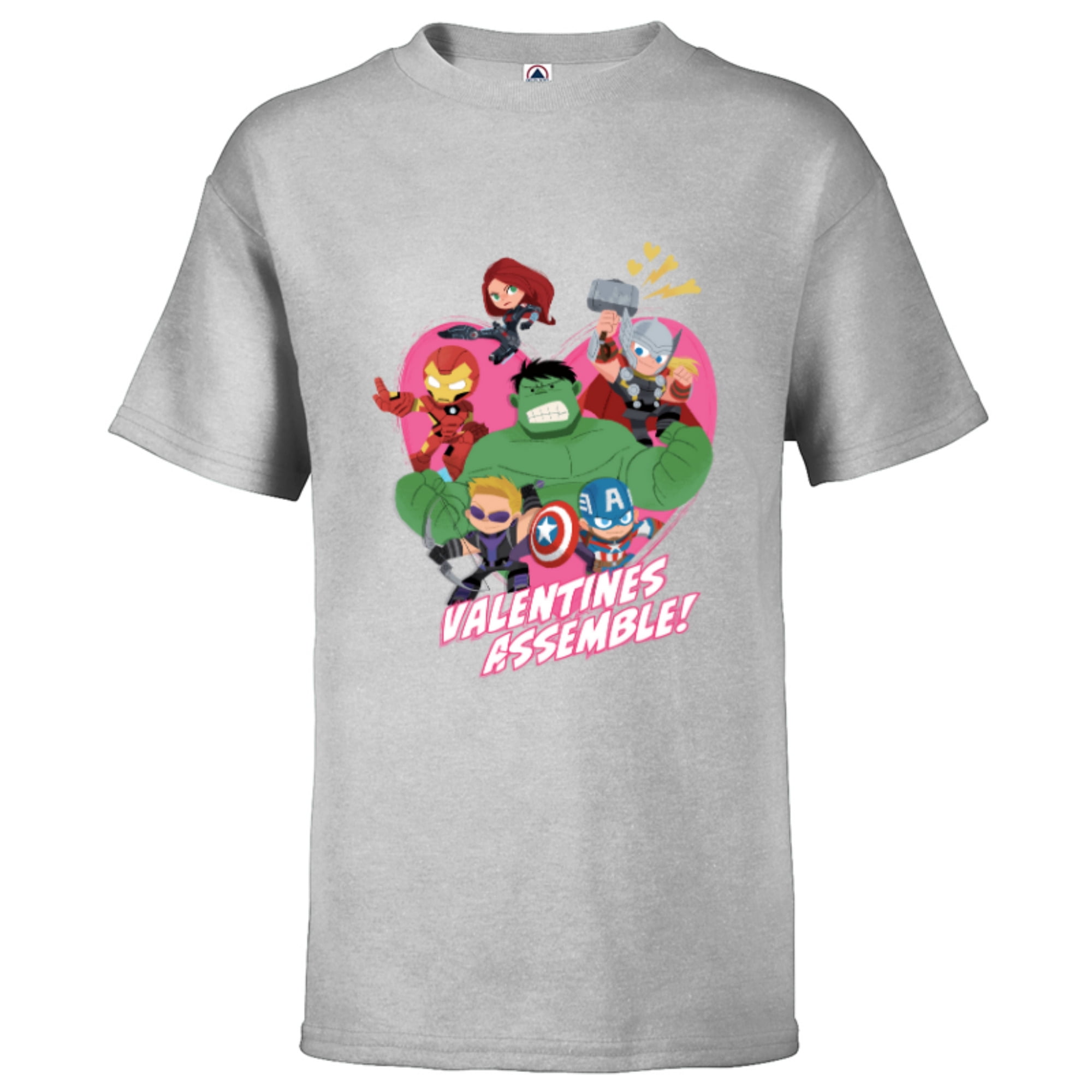Marvel Avengers Valentine's Assemble - Short Sleeve T-Shirt for Kids -  Customized-Soft Pink