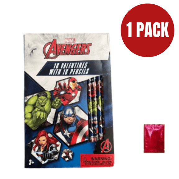 Marvel Avengers Valentines Day Classroom Exchange Set - 16 Cards with 16 Pencils (1 Pack) - Includes Bonus Exclusive LaPrima Morceau Bonbon