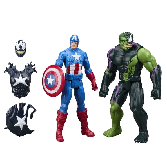Marvel Avengers VenomVersus Titan Hero Series Venomized Captain America & Venomized Hulk Action Figures