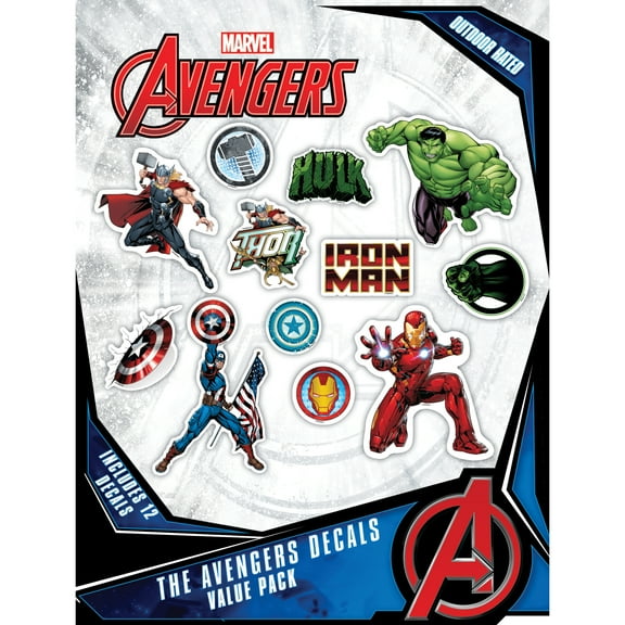 Marvel Avengers Vinyl Decals - Set of 12 Outdoor Rated Stickers for Car, Laptop, Computer, Water Bottle - Hulk, Captain America, Iron Man, Thor