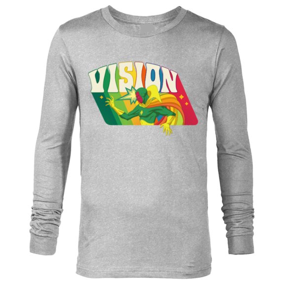 Marvel Avengers Vision Solar Gem Rainbow Comic Retro - Long Sleeve T-Shirt for Men - Customized-Athletic Heather