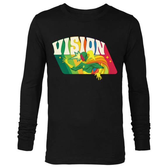 Marvel Avengers Vision Solar Gem Rainbow Comic Retro - Long Sleeve T-Shirt for Men - Customized-Black