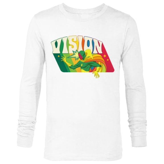 Marvel Avengers Vision Solar Gem Rainbow Comic Retro - Long Sleeve T-Shirt for Men - Customized-White