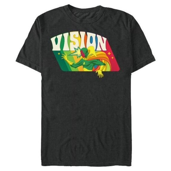 Marvel Avengers Vision Solar Gem Rainbow Comic Retro - Short Sleeve Blended T-Shirt for Adults - Customized-Dark Heather