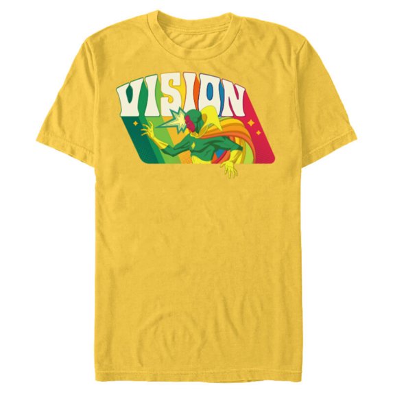 Marvel Avengers Vision Solar Gem Rainbow Comic Retro - Short Sleeve Blended T-Shirt for Adults - Customized-Yellow