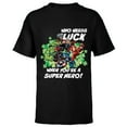 thumbnail image 1 of Marvel Avengers Who Needs Luck Super Hero St. Patrick’s Day - Short Sleeve T-Shirt for Kids - Customized-Black, 1 of 5