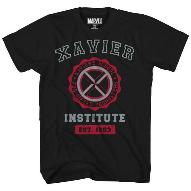 Marvel Avengers X-Men Professor Xavier Institute Logo Fantastic Four X-Force Adult Mens Graphic Tee T-Shirt Black