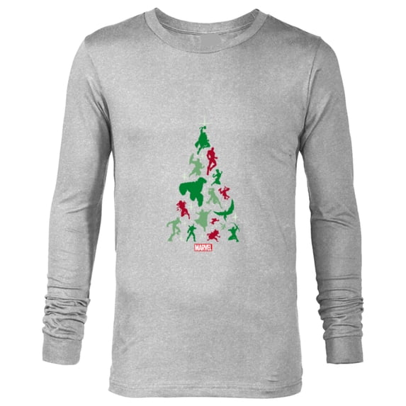 Marvel Avengers and Guardians of the Galaxy Christmas Tree Holiday - Long Sleeve T-Shirt for Men- Customized-Athletic Heather