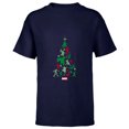 thumbnail image 1 of Marvel Avengers and Guardians of the Galaxy Christmas Tree Holiday - Short Sleeve T-Shirt for Kids- Customized-Navy, 1 of 5