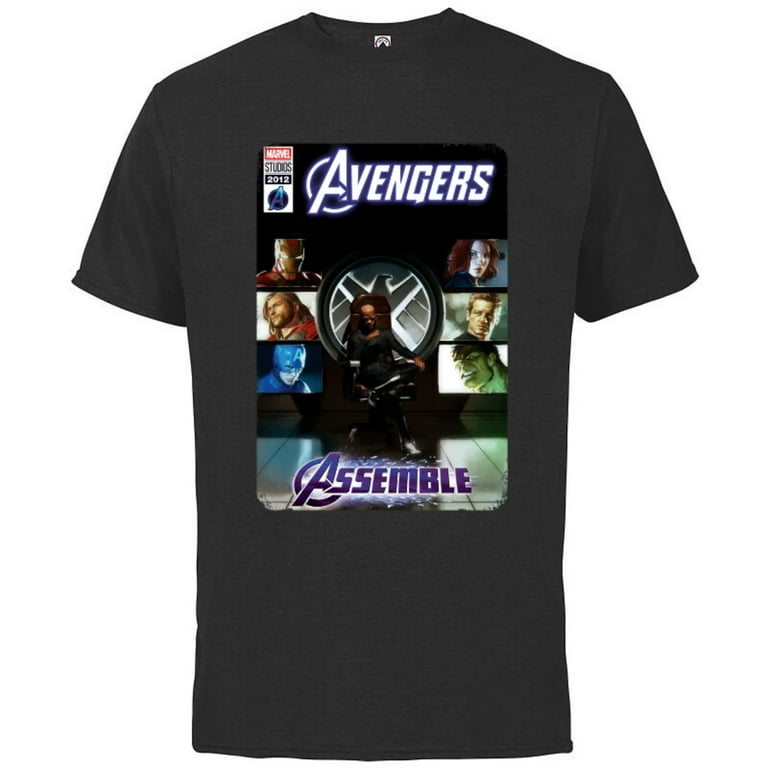 Marvel Avengers and Nick Fury Comic Cover Short Sleeve Cotton T