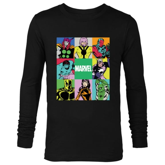 Marvel Avengers and Spider-Man Silver Age Super Heroes Retro - Long Sleeve T-Shirt for Men - Customized-Black
