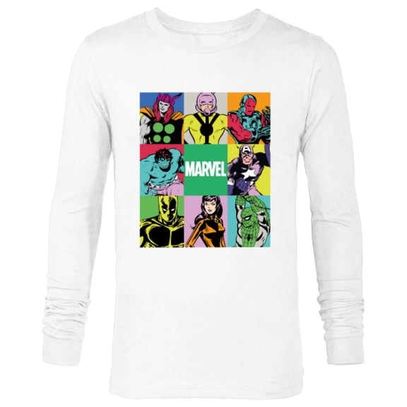 Marvel Avengers and Spider-Man Silver Age Super Heroes Retro - Long Sleeve T-Shirt for Men - Customized-White