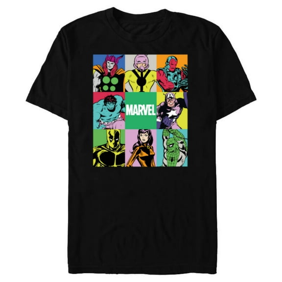 Marvel Avengers and Spider-Man Silver Age Super Heroes Retro - Short Sleeve Blended T-Shirt for Adults - Customized-Black