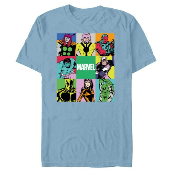 Marvel Avengers and Spider-Man Silver Age Super Heroes Retro - Short Sleeve Blended T-Shirt for Adults - Customized-Ocean Blue