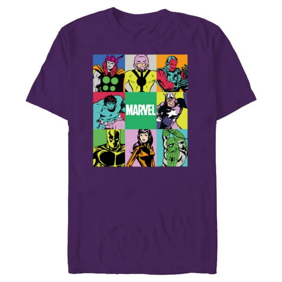 Marvel Avengers and Spider-Man Silver Age Super Heroes Retro - Short Sleeve Blended T-Shirt for Adults - Customized-Purple