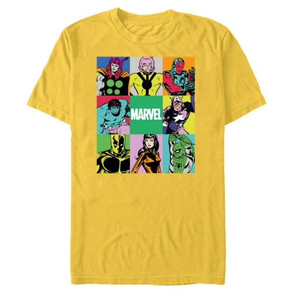 Marvel Avengers and Spider-Man Silver Age Super Heroes Retro - Short Sleeve Blended T-Shirt for Adults - Customized-Yellow