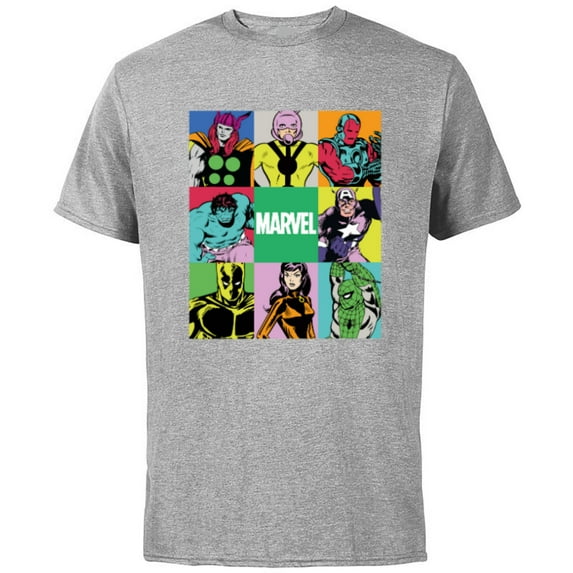 Marvel Avengers and Spider-Man Silver Age Super Heroes Retro - Short Sleeve Cotton T-Shirt for Adults - Customized-Athletic Heather