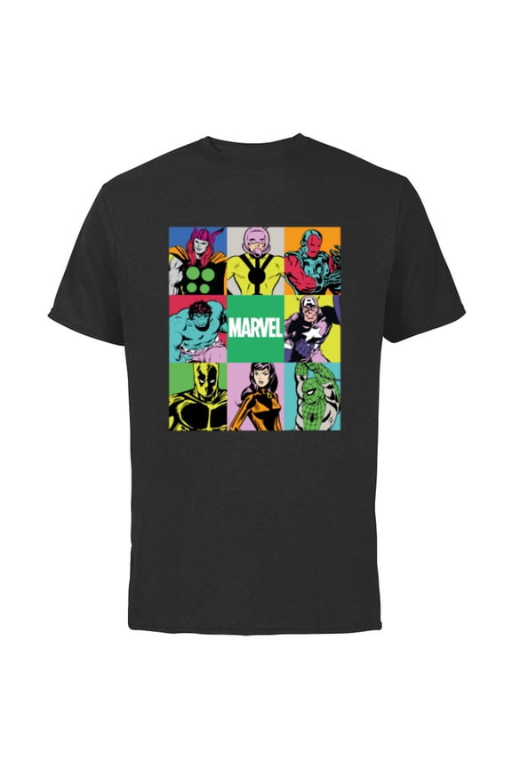 Avengers and Spider-Man Silver Age Super Heroes Retro - Short Sleeve Cotton T-Shirt for Adults - Customized-Black