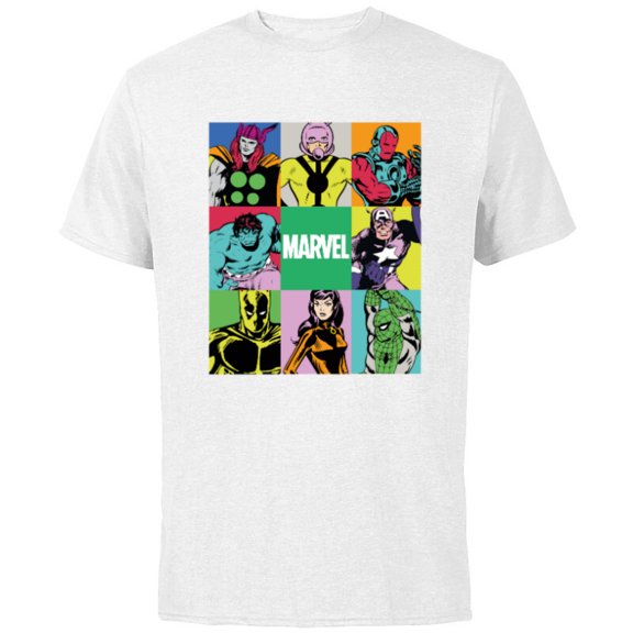 Marvel Avengers and Spider-Man Silver Age Super Heroes Retro - Short Sleeve Cotton T-Shirt for Adults - Customized-White